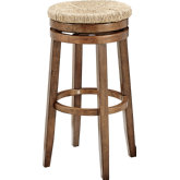 Morgan Swivel Bar Stool in Walnut Finish Wood & Sea Grass